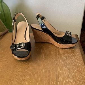 Franco Sarto Carnival Cork Wedge Slingback Shoe Size 8.5